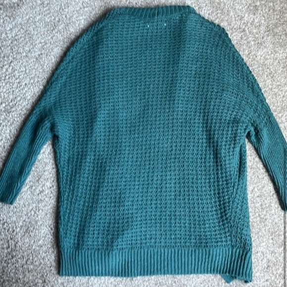 Oversized Cardigan Waffle Knit Teal Open Front Abercrombie & Fitch Cardigan - Picture 12 of 12